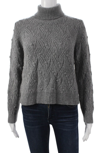 Kangra Womens Sweater Gray Wool Turtleneck Geometric Longsleeve Size 42