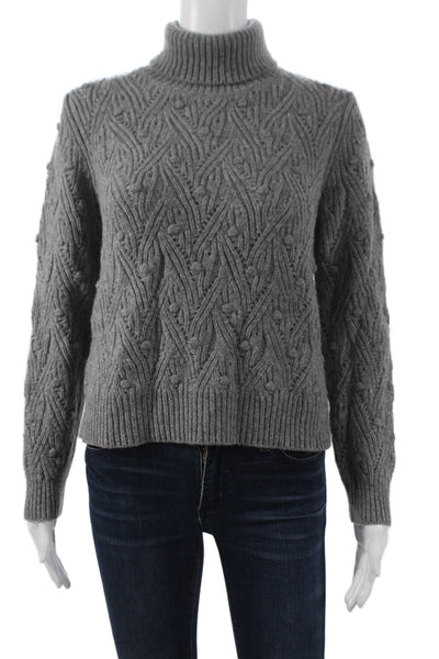 Kangra Womens Turtleneck Geometric Wool Pullover Gray Long Sleeve Size L