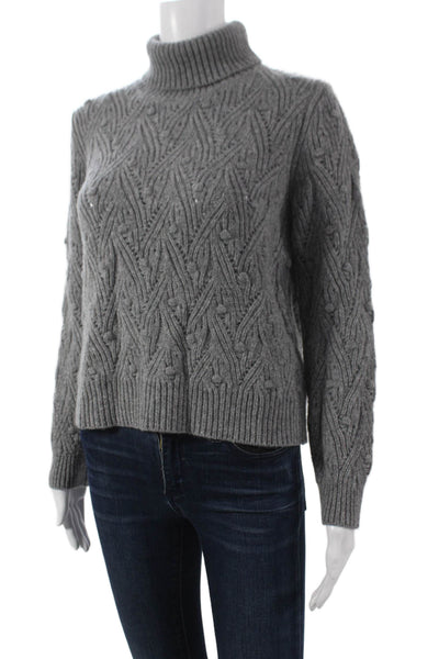Kangra Womens Turtleneck Geometric Wool Pullover Gray Long Sleeve Size L