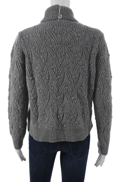 Kangra Womens Turtleneck Geometric Wool Pullover Gray Long Sleeve Size L