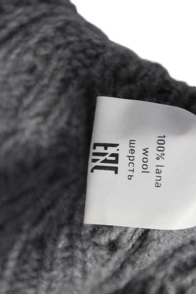 Kangra Womens Turtleneck Geometric Wool Pullover Gray Long Sleeve Size L