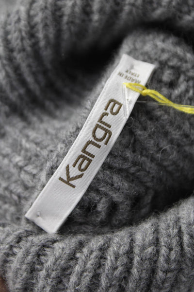 Kangra Womens Turtleneck Geometric Wool Pullover Gray Long Sleeve Size L