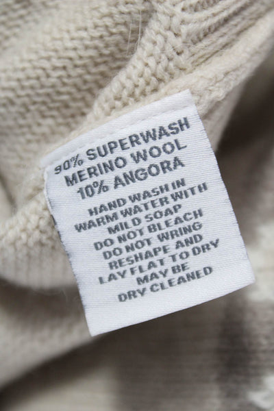 Alashan Womens Merino Pullover Fair Isle Mock Neck Beige Size M
