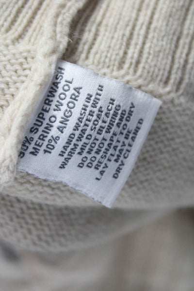 Alashan Women Beige Merino Wool Fair Isle Crewneck Long Sleeve Sweater Size XL