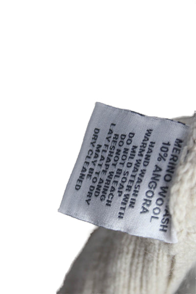 Alashan Women Pullover Sweater Merino Wool Fair Isle Mock Neck Beige Size L