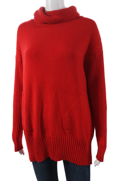 Renuar Women Pullover Sweater Cowl Neck Viscose Red Long Sleeve Size S