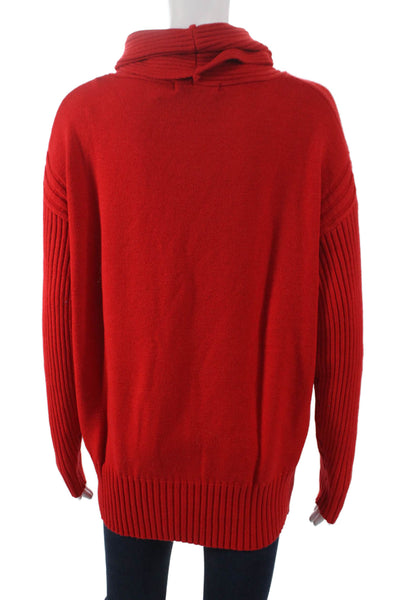 Renuar Women Pullover Sweater Cowl Neck Viscose Red Long Sleeve Size S