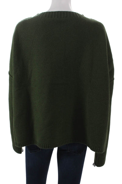 Margittes Women Cardigan Merino Wool Green Long Sleeve Round Neck Size XL