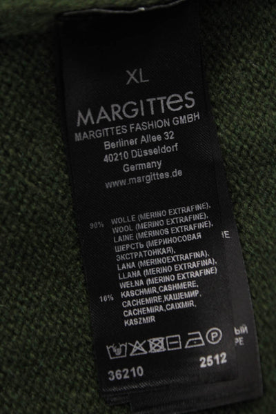 Margittes Women Cardigan Merino Wool Green Long Sleeve Round Neck Size XL