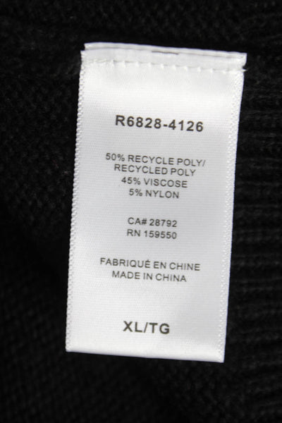 Renuar Womens Pullover Sweater Black Crew Neck Long Sleeve Size XL