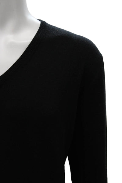 Gran Sasso Mens Black Virgin Wool V-Neck Pullover Size 58
