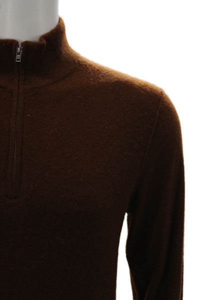 Vince Mens Cashmere Mock Neck Pullover Sweater Brown Long Sleeve Size S