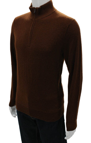 Vince Mens Cashmere Mock Neck Pullover Sweater Brown Long Sleeve Size S