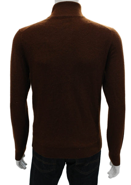 Vince Mens Cashmere Mock Neck Pullover Sweater Brown Long Sleeve Size S