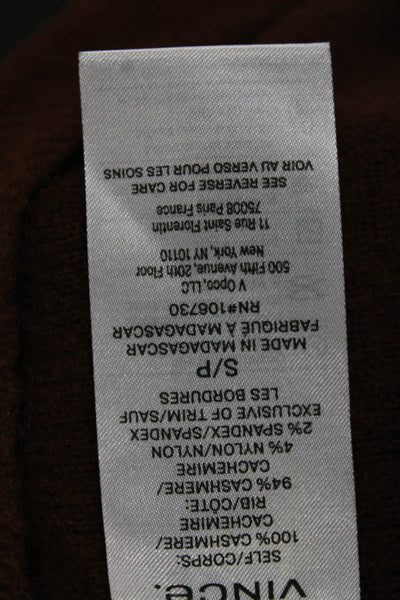 Vince Mens Cashmere Mock Neck Pullover Sweater Brown Long Sleeve Size S