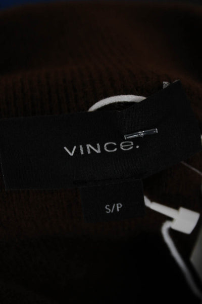 Vince Mens Cashmere Mock Neck Pullover Sweater Brown Long Sleeve Size S