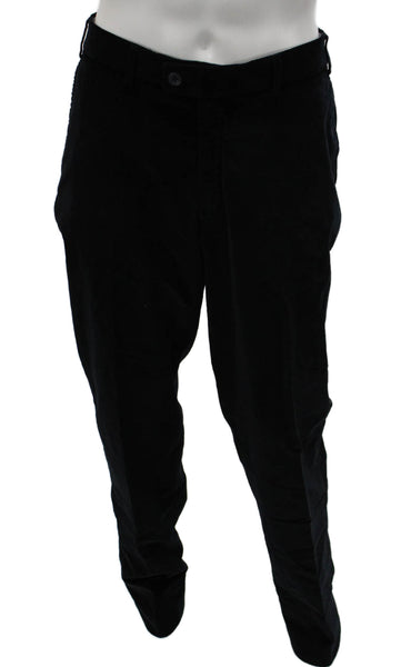 Hiltl Mens Black Corduroy Dress Pants Button Closure Size 36