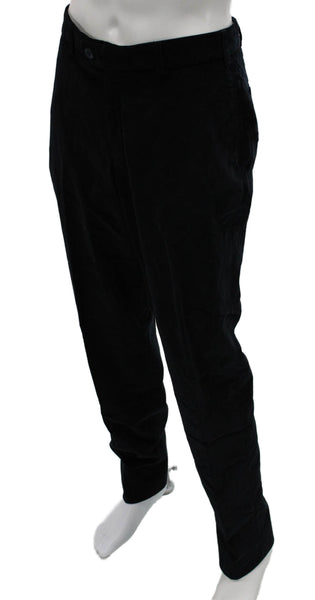 Hiltl Mens Black Corduroy Dress Pants Button Closure Size 36