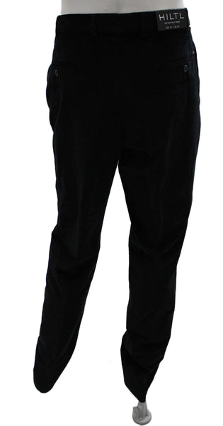 Hiltl Mens Black Corduroy Dress Pants Button Closure Size 36