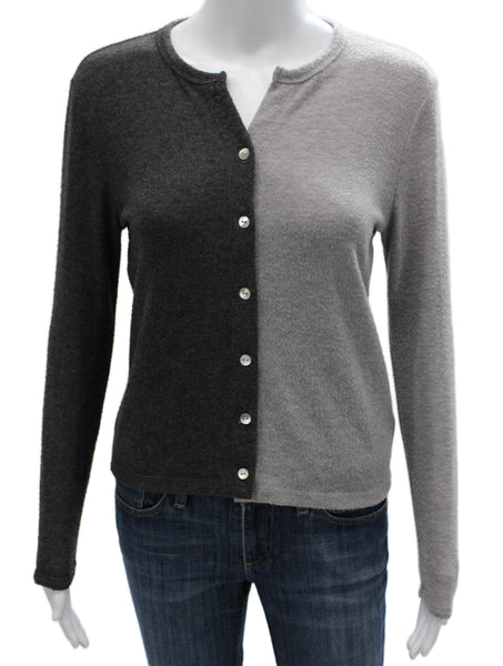 Donni Womens Cashmere Cardigan Gray Long Sleeve Round Neck Size S