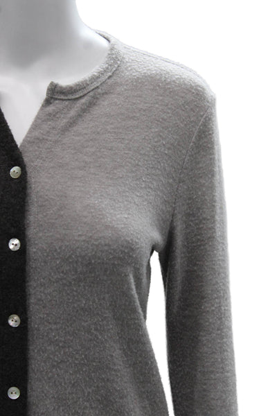 Donni Womens Cashmere Cardigan Gray Long Sleeve Round Neck Size S