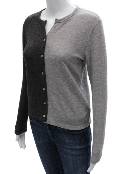 Donni Womens Cashmere Cardigan Gray Long Sleeve Round Neck Size S