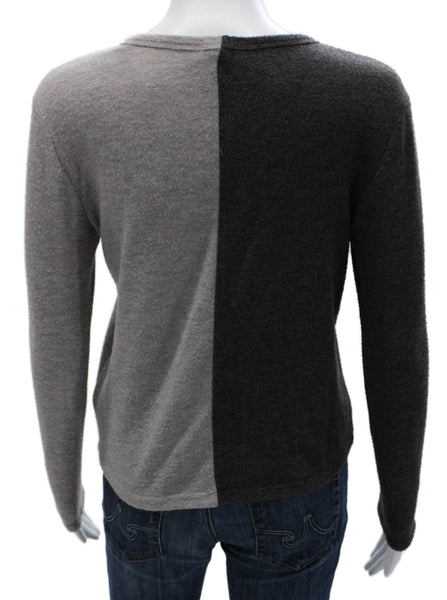 Donni Womens Cashmere Cardigan Gray Long Sleeve Round Neck Size S