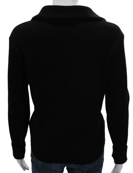 Donni Womens Henley Sweater Black Cotton Collared Long Sleeve Size XS