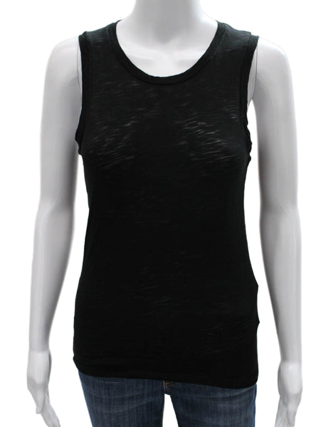 Goldie Womens Black 100% Pima Cotton Sleeveless Basic Tank Round Neck Size XS