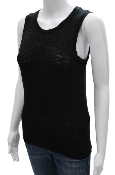 Goldie Womens Black 100% Pima Cotton Sleeveless Basic Tank Round Neck Size XS