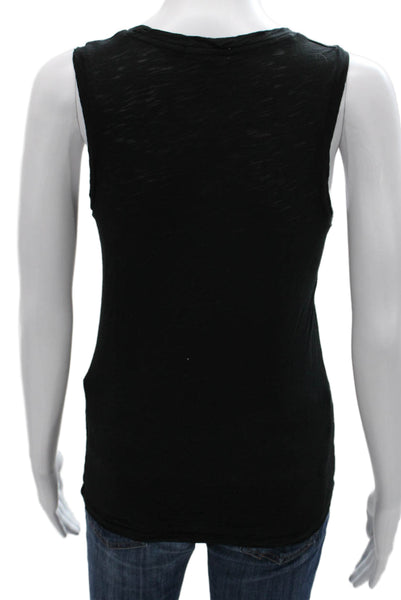 Goldie Womens Black 100% Pima Cotton Sleeveless Basic Tank Round Neck Size XS