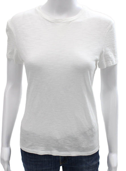 Theory Womens Basic Cotton Crew Neck Short Sleeve T Shirt White Size M