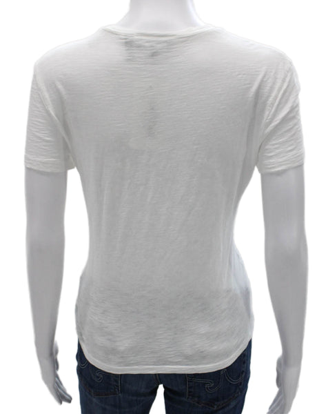 Theory Womens Basic Cotton Crew Neck Short Sleeve T Shirt White Size M