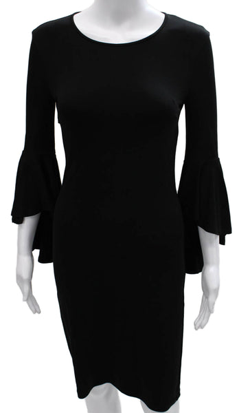 Michael Kors Collection Womens Sheath Dress Black Long Sleeve Knee Size 0
