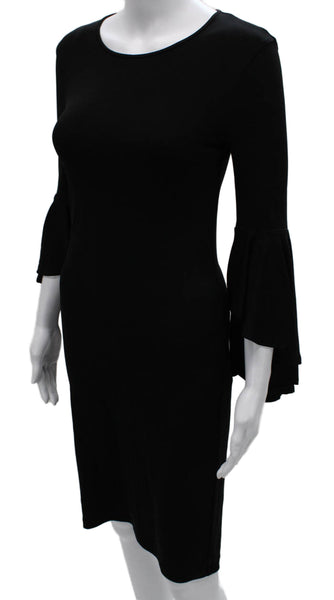 Michael Kors Collection Womens Sheath Dress Black Long Sleeve Knee Size 0
