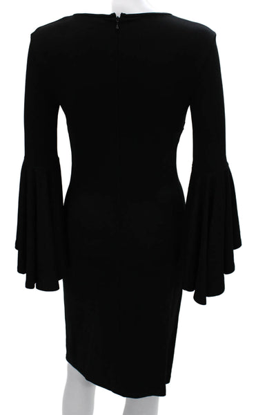 Michael Kors Collection Womens Sheath Dress Black Long Sleeve Knee Size 0