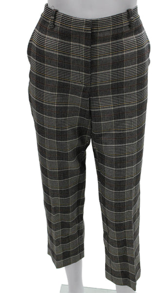 Theory Women Ankle Plaid Viscose Gray Zip Pants Inseam 25 Size 6