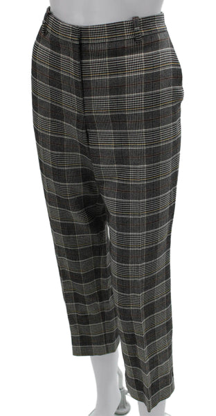 Theory Women Ankle Plaid Viscose Gray Zip Pants Inseam 25 Size 6