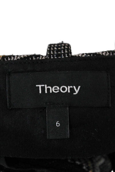Theory Women Ankle Plaid Viscose Gray Zip Pants Inseam 25 Size 6