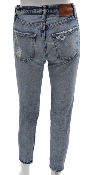 Moussy Womens High Rise Tapered Jeans Blue Cotton Button Size 24