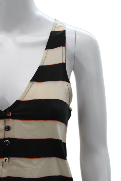 Joie Womens Black Silk Striped V-Neck Sleeveless Basic Tank Size XS
