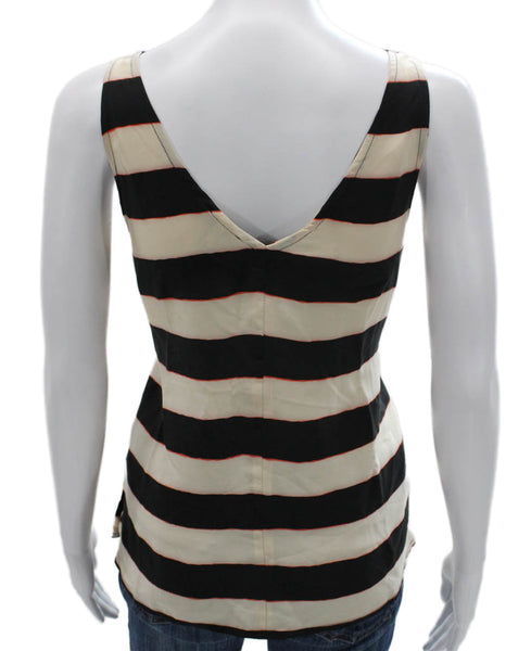 Joie Womens Black Silk Striped V-Neck Sleeveless Basic Tank Size XS