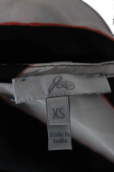Joie Womens Black Silk Striped V-Neck Sleeveless Basic Tank Size XS