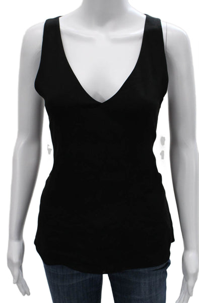 Theory Women Black Silk V Neck Sleeveless Basic Tank Size 0P