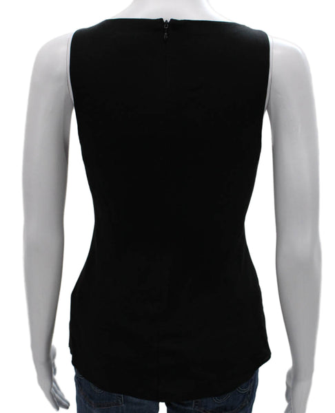 Theory Women Black Silk V Neck Sleeveless Basic Tank Size 0P