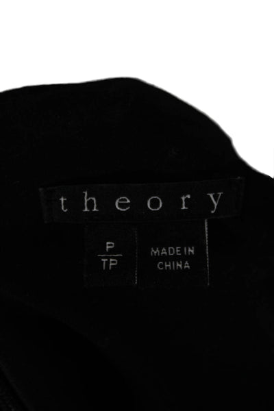 Theory Women Black Silk V Neck Sleeveless Basic Tank Size 0P