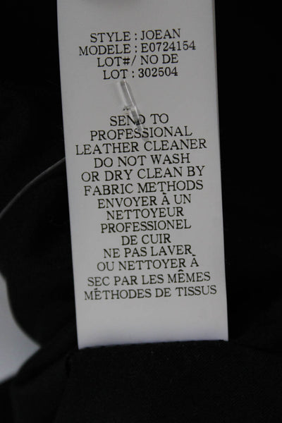 Theory Women Biker Jacket Black Herringbone Zip Size 4