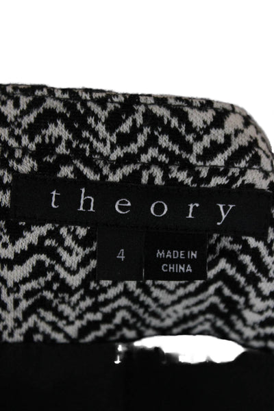 Theory Women Biker Jacket Black Herringbone Zip Size 4