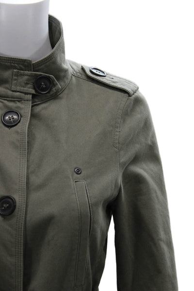 Comptoir Des Cotonniers Womens Military Jacket Green Button Long Sleeve Size 36
