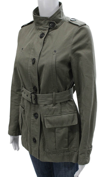 Comptoir Des Cotonniers Womens Military Jacket Green Button Long Sleeve Size 36